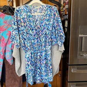 Cupshe Women’s Romper Medium  Purple Blue White